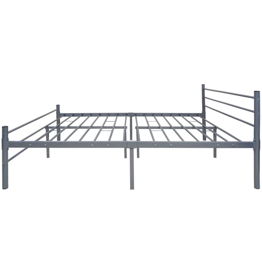 vidaXL Rama łóżka, szara, metalowa, 140x200 cm