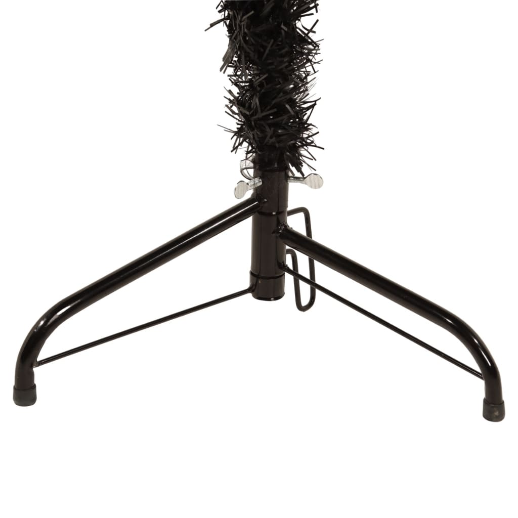 vidaXL Smukła choinka połówka ze stojakiem, sztuczna, czarna, 180 cm