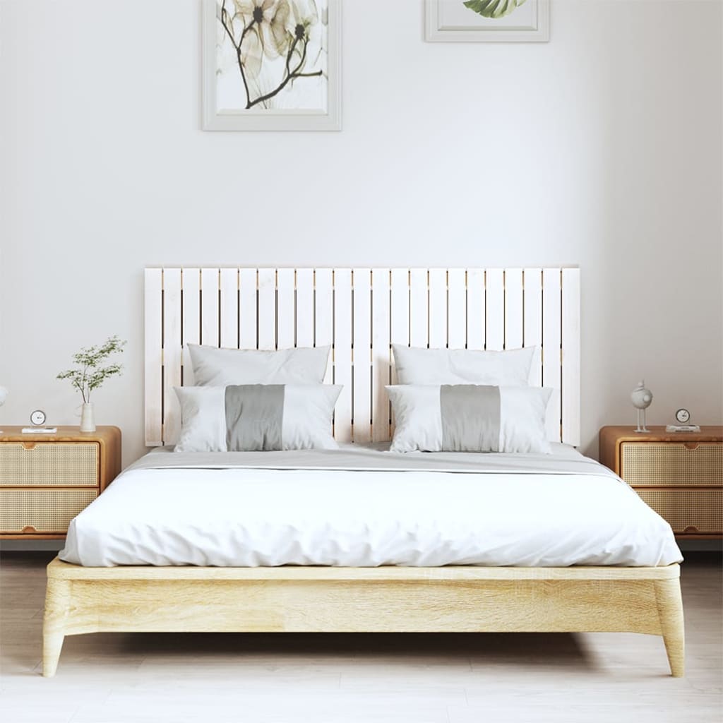 vidaXL Wezgłowie łóżka, białe, 147x3x60 cm, lite drewno sosnowe