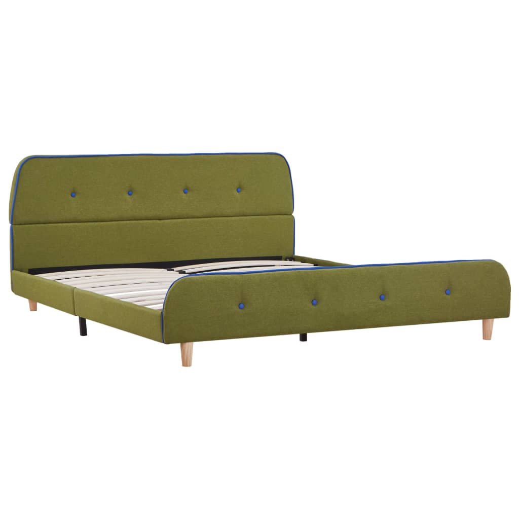 vidaXL Rama łóżka, zielona, tapicerowana tkaniną, 140 x 200 cm