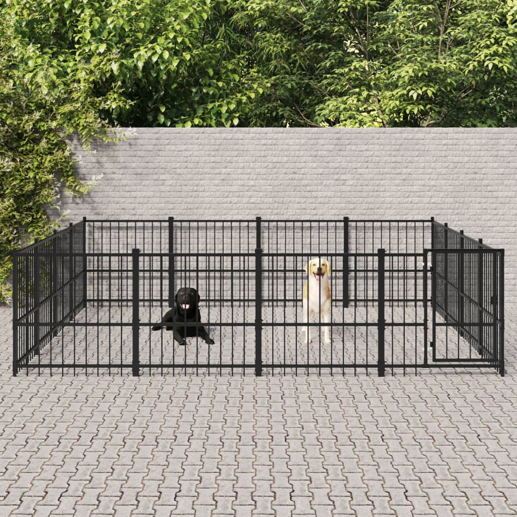 vidaXL Kojec zewnętrzny dla psa, stalowy, 15,05 m²