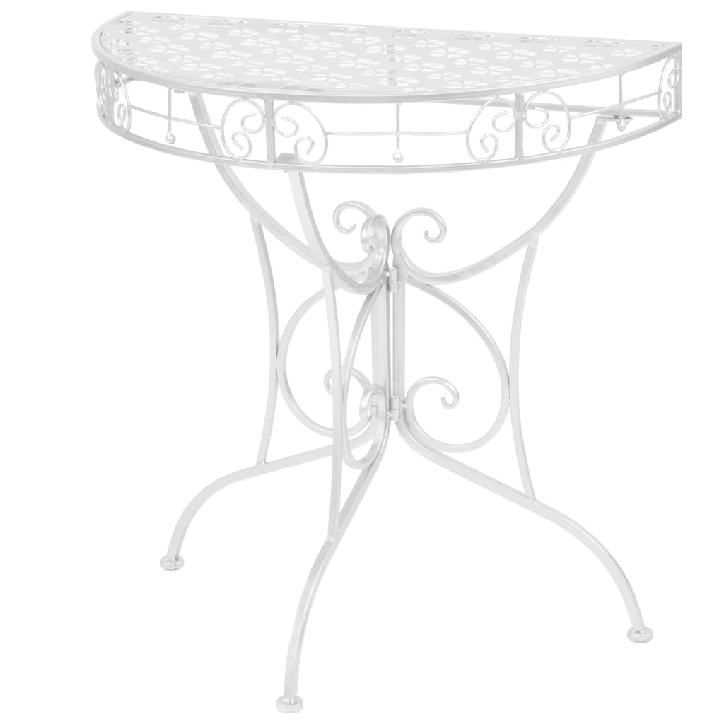 vidaXL Półokrągły stolik vintage, metalowy, 72 x 36 x 74 cm, srebrny