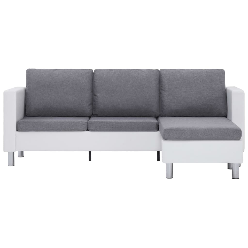 vidaXL 3-osobowa sofa z poduszkami, biała, sztuczna skóra