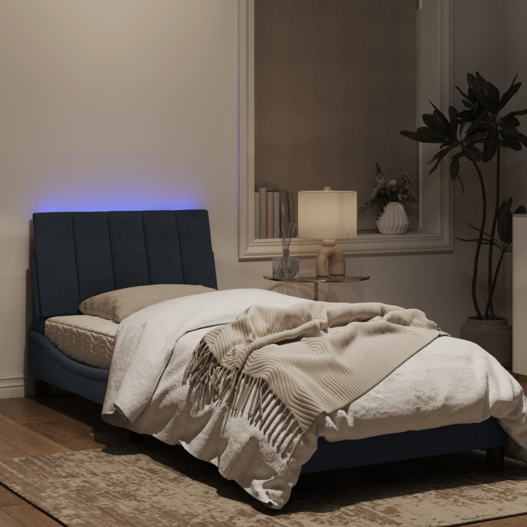 vidaXL Rama łóżka z LED, ciemnoszara, 90x200 cm, aksamitna
