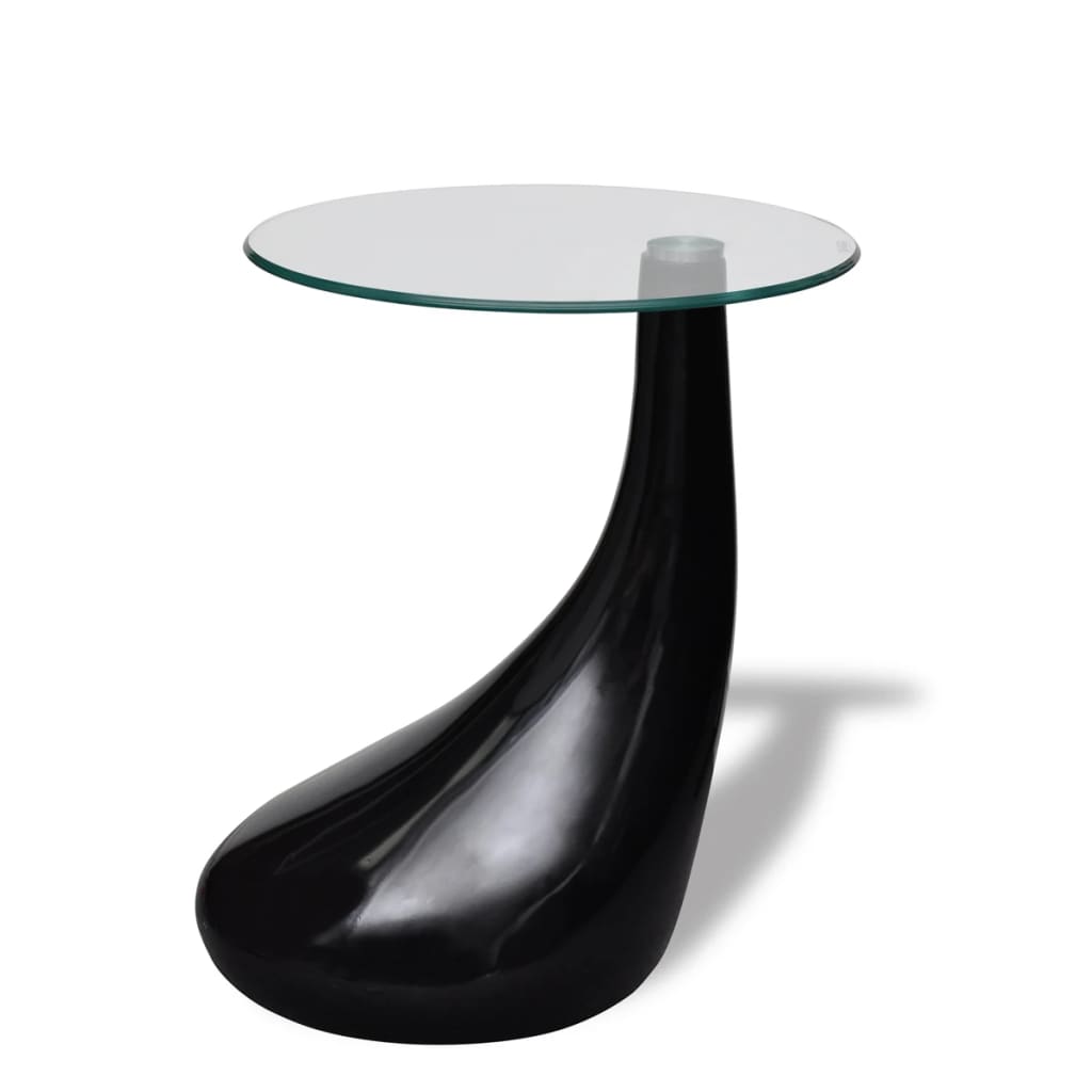 vidaXL Czarny stolik kawowy z okrągłym, szklanym blatem, wysoki połysk