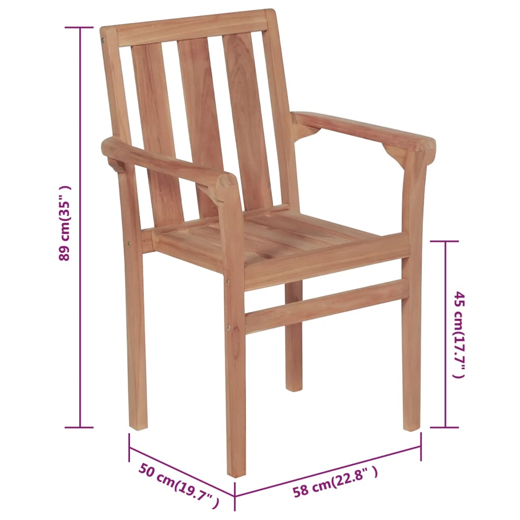 vidaXL Sztaplowane krzesła ogrodowe z poduszkami 8 szt., drewno tekowe