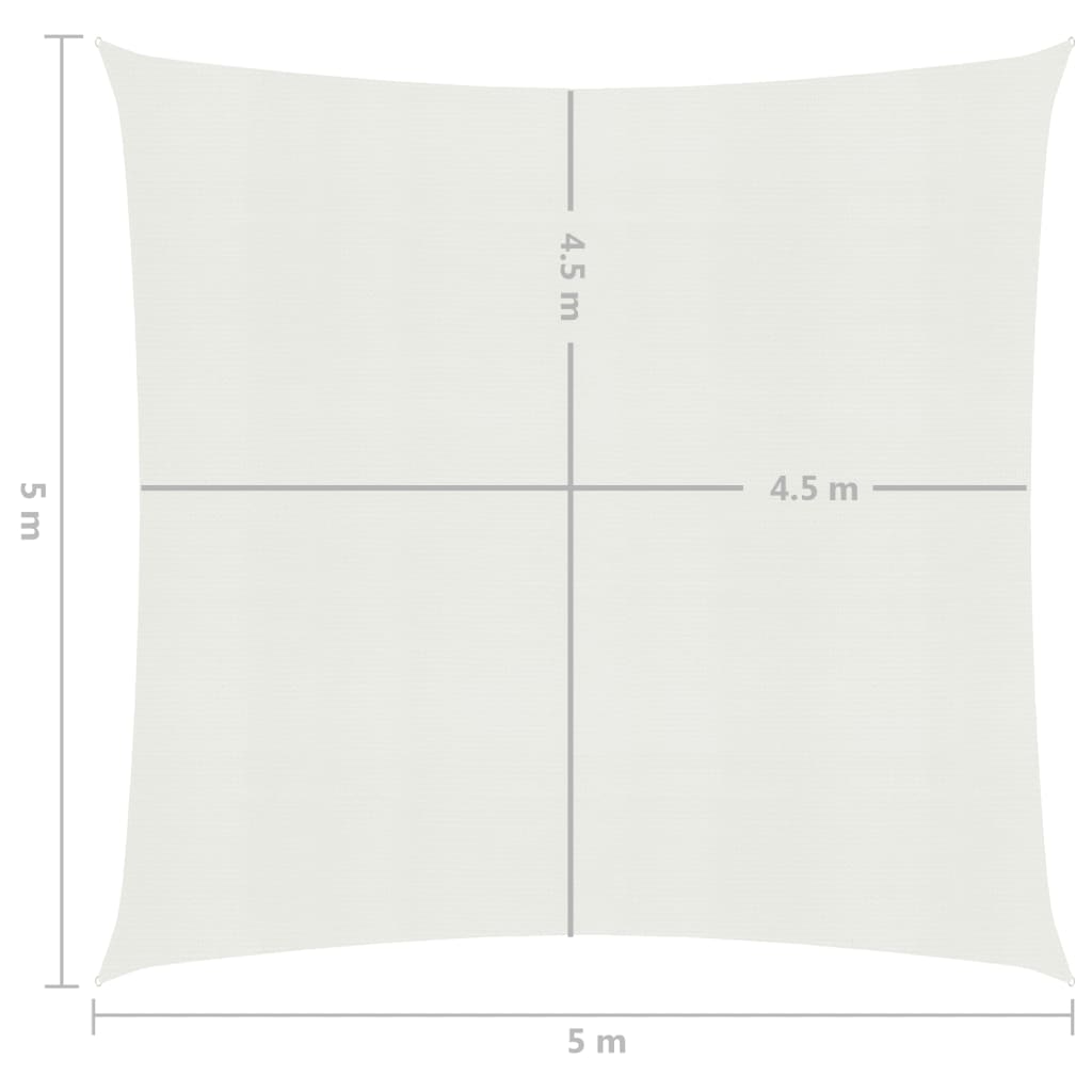 vidaXL Żagiel przeciwsłoneczny, 160 g/m², biały, 5x5 m, HDPE