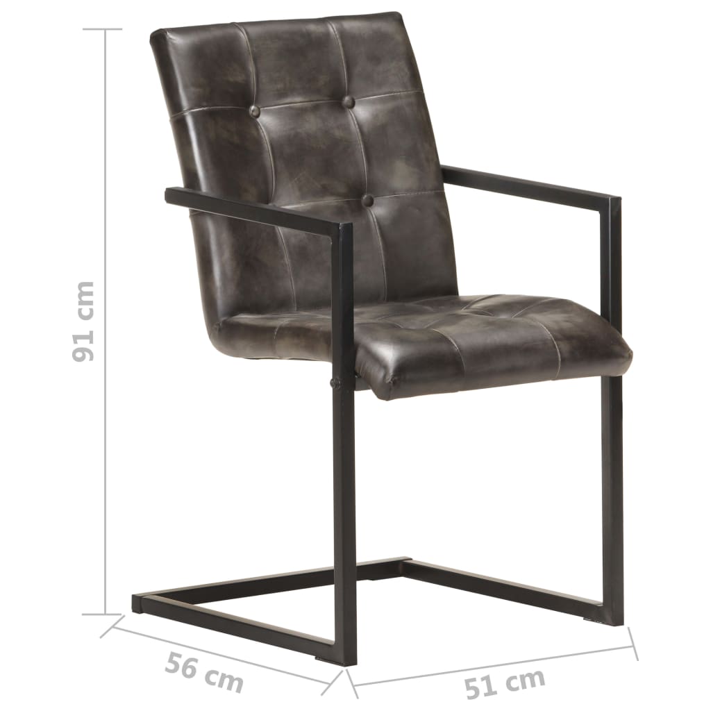 vidaXL Krzesła stołowe, wspornikowe, 2 szt., postarzany szary, skóra