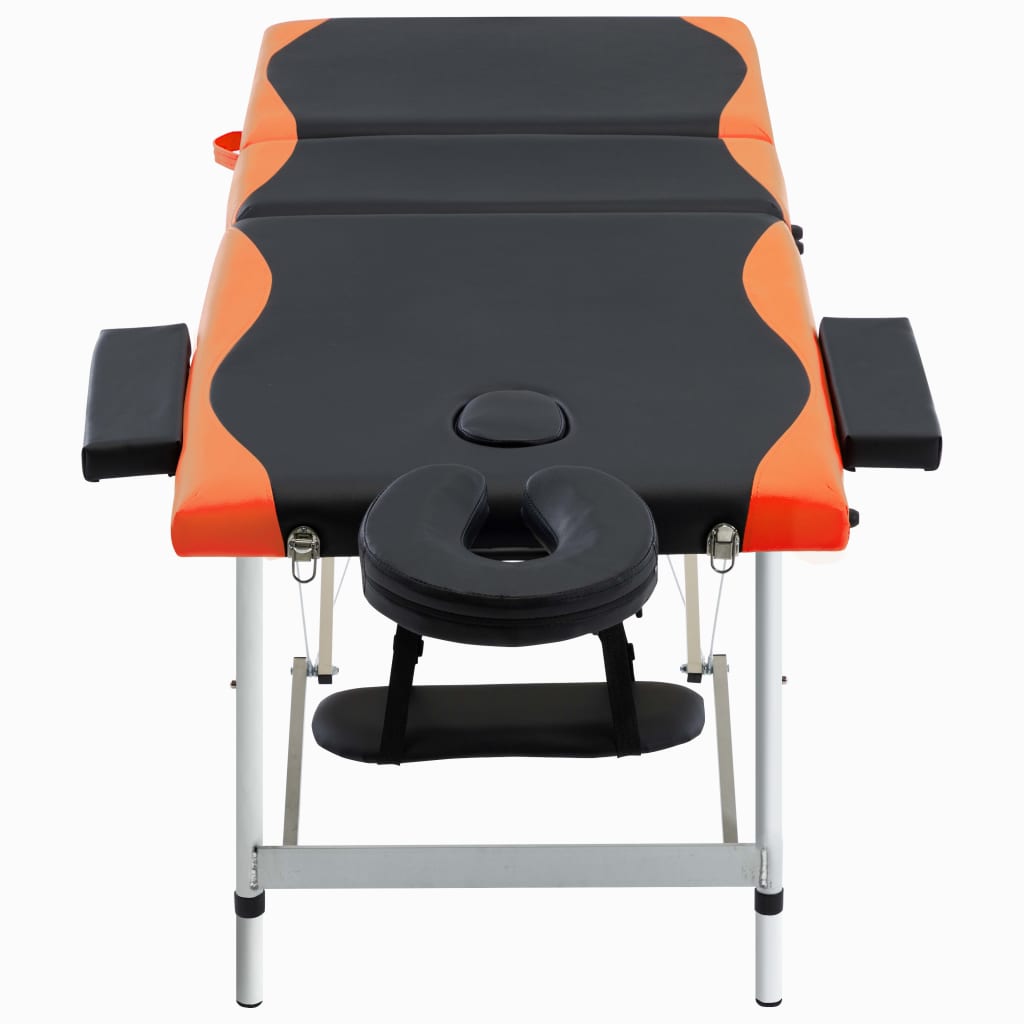 vidaXL 3-strefy, składany stół do masażu, aluminium czarny i pomarańcz