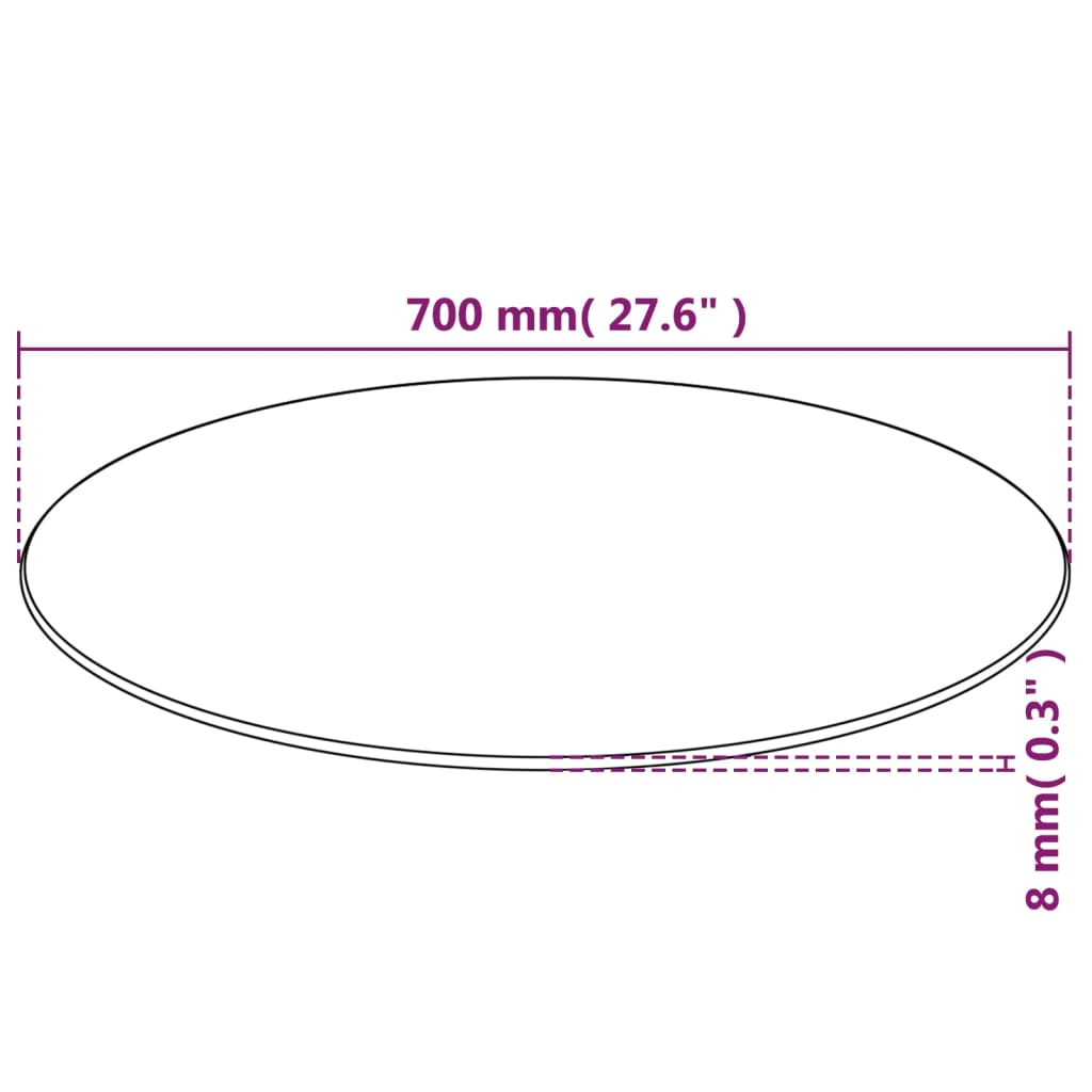vidaXL Blat stołu szklany, okrągły, 700 mm