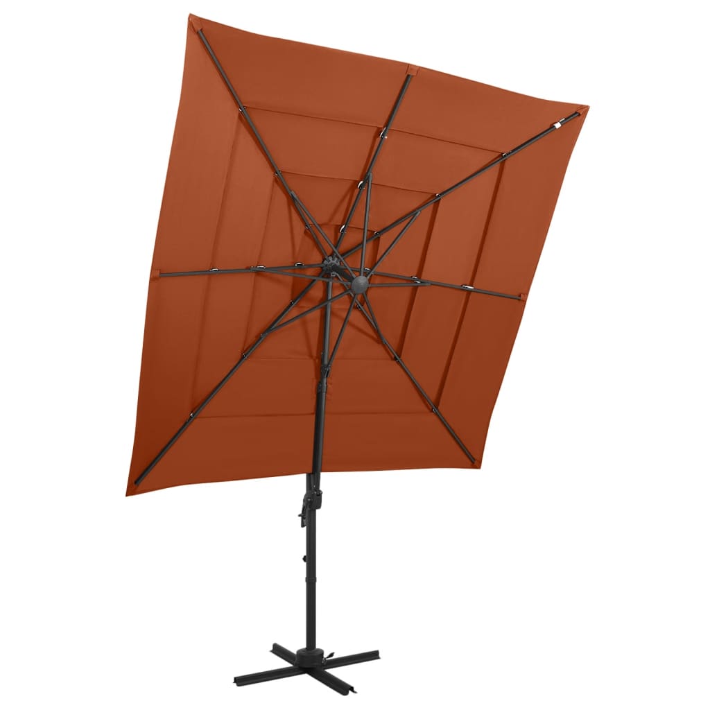vidaXL 4-poziomowy parasol na aluminiowym słupku, terakota, 250x250 cm