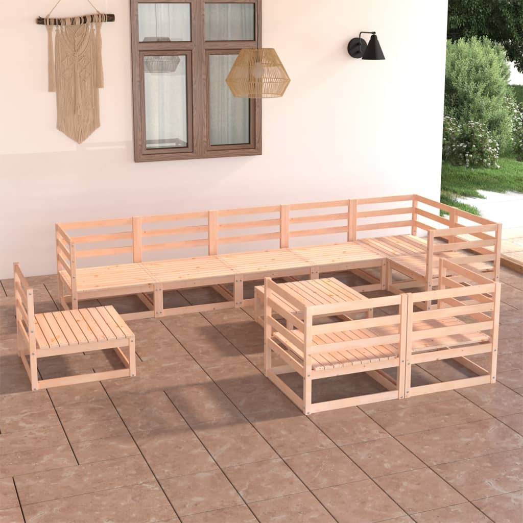 vidaXL 10-cz. zestaw mebli wypoczynkowych do ogrodu, drewno sosnowe