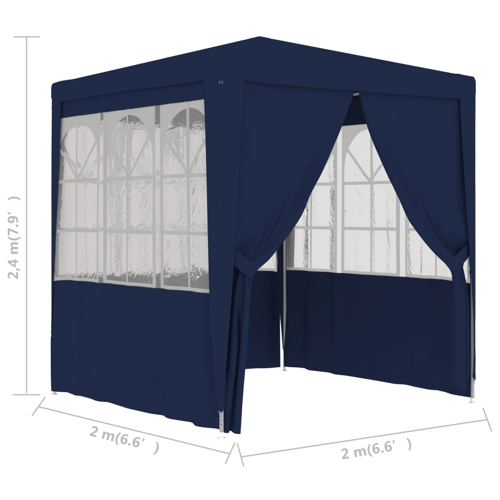 vidaXL Namiot imprezowy ze ściankami, 2x2 m, niebieski, 90 g/m²