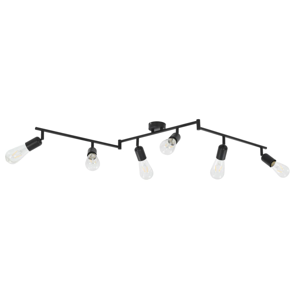 vidaXL Lampa z 6 żarówkami żarnikowymi, 2 W, czarna, 30 cm, E27