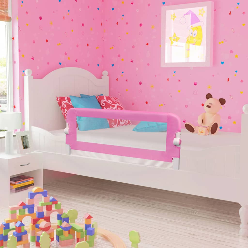 vidaXL Barierka do łóżeczka dziecięcego, różowa, 120x42 cm, poliester