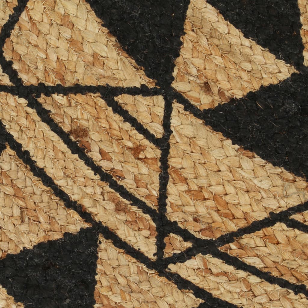 vidaXL Ręcznie wykonany dywanik, juta, czarny nadruk, 120 cm