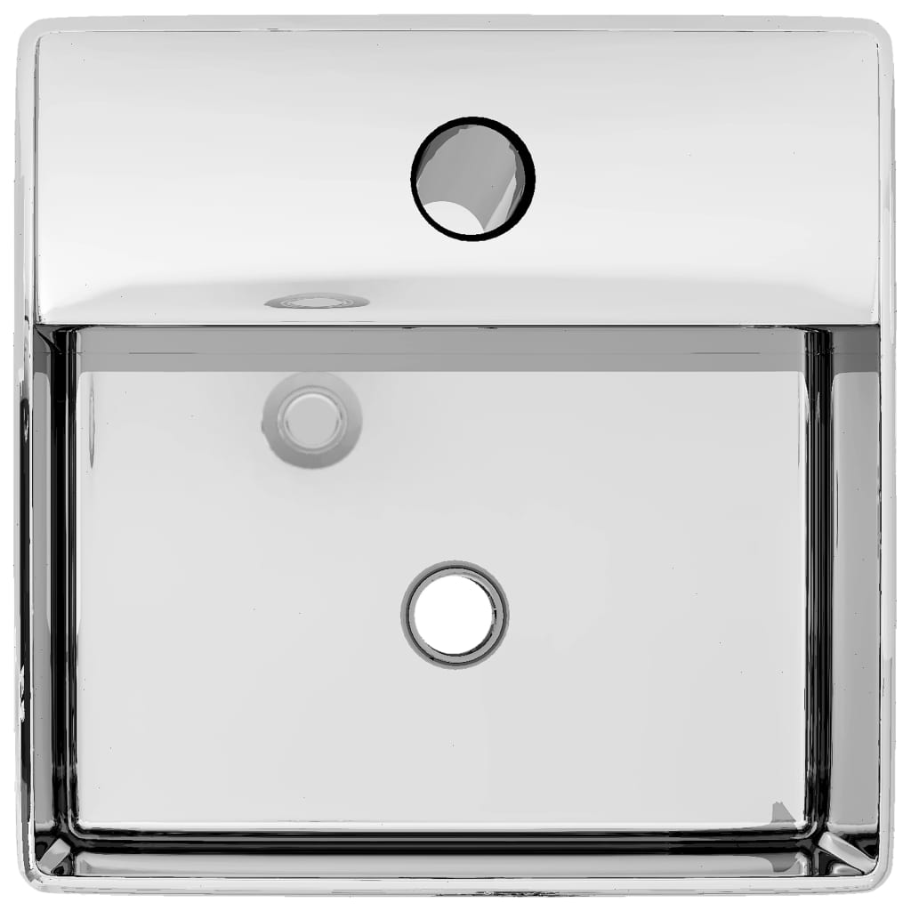 vidaXL Umywalka z otworem na baterię, 38x30x11,5 cm, ceramika, srebrna