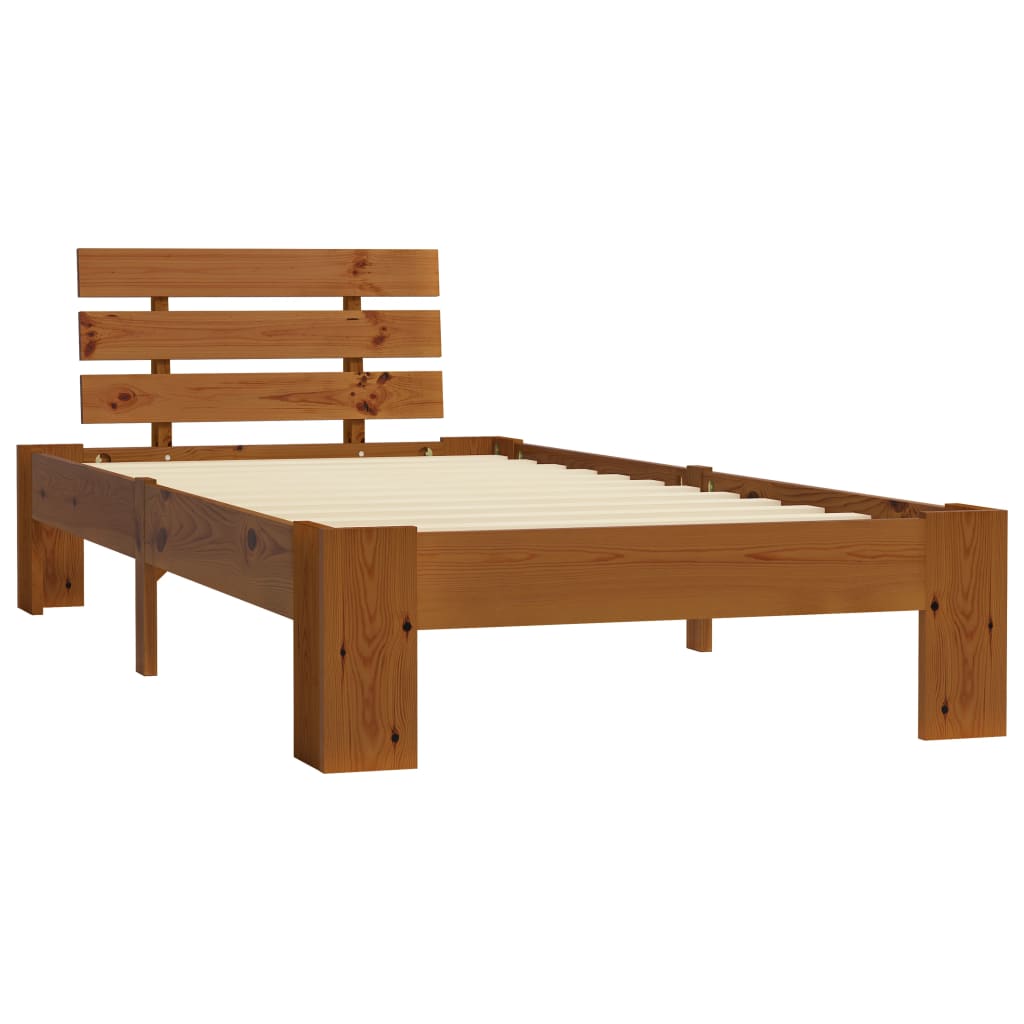 vidaXL Rama łóżka, miodowy brąz, lite drewno sosnowe, 90 x 200 cm