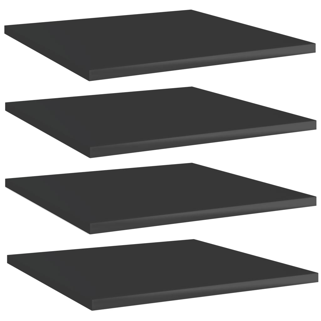 vidaXL Półki na książki, 4 szt., wysoki połysk, czarne, 40x40x1,5 cm