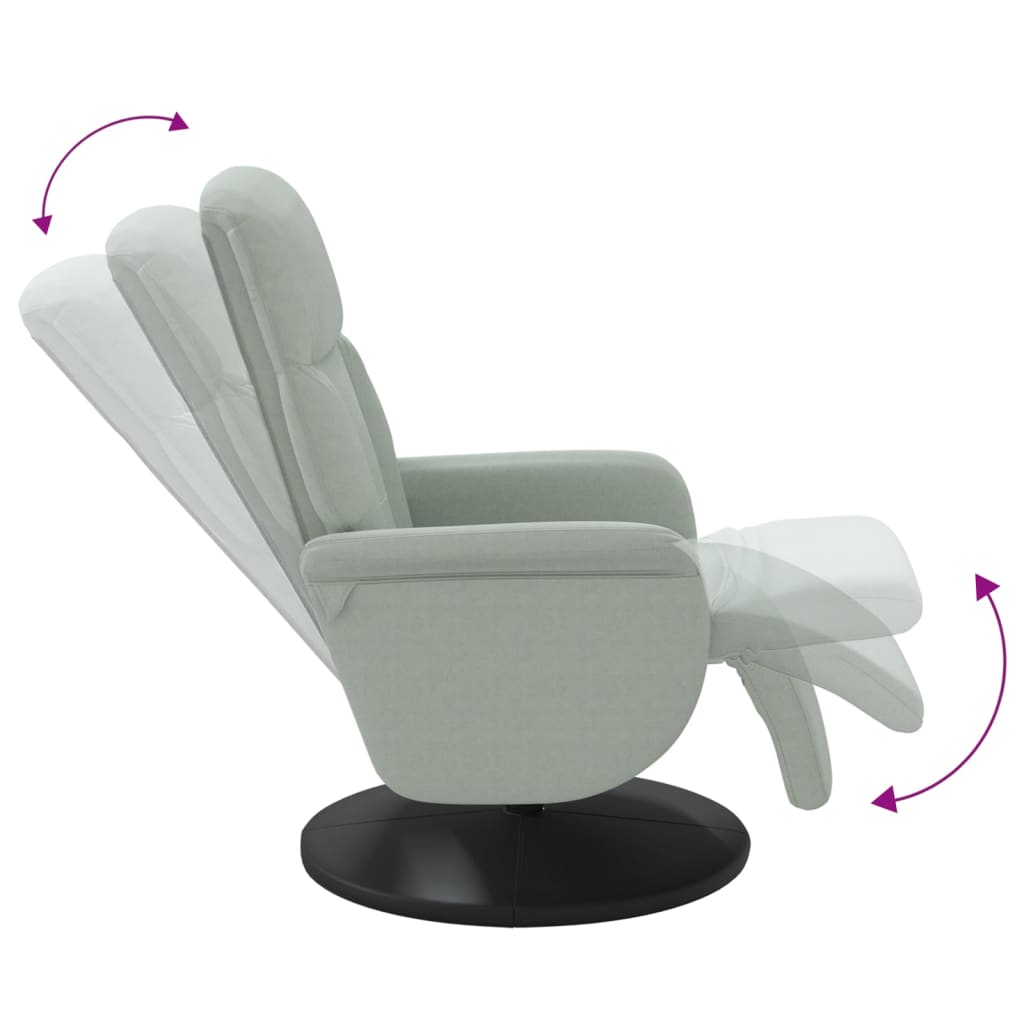 vidaXL Rozkładany fotel z podnóżkiem, jasnoszary, obity aksamitem