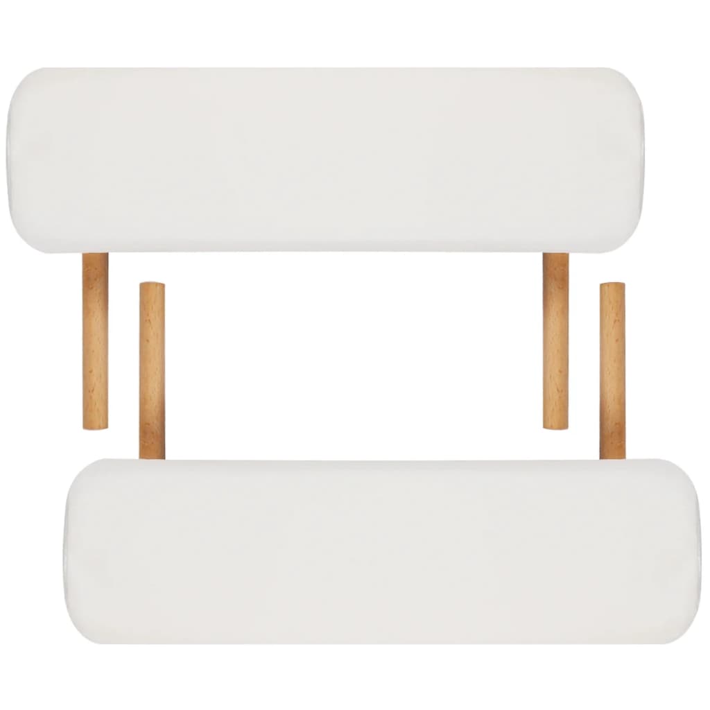 vidaXL Składany stół do masażu z drewnianą ramą, 2 strefy, kremowy