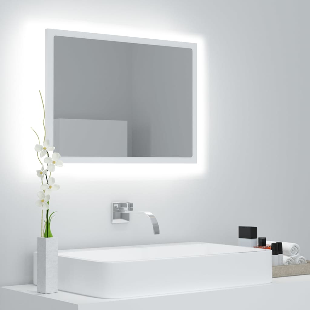 vidaXL Lustro łazienkowe z LED, białe, 60x8,5x37 cm, akryl