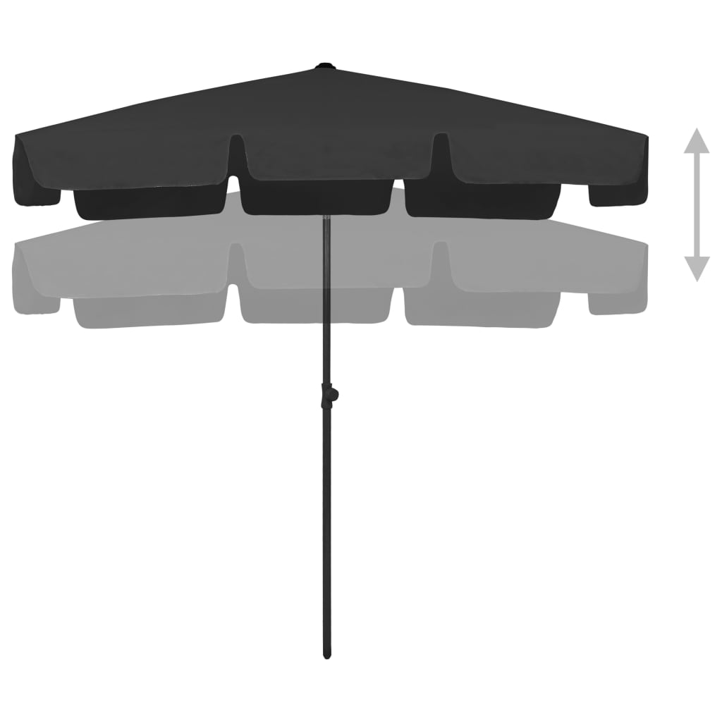 vidaXL Parasol plażowy, czarny, 200x125 cm