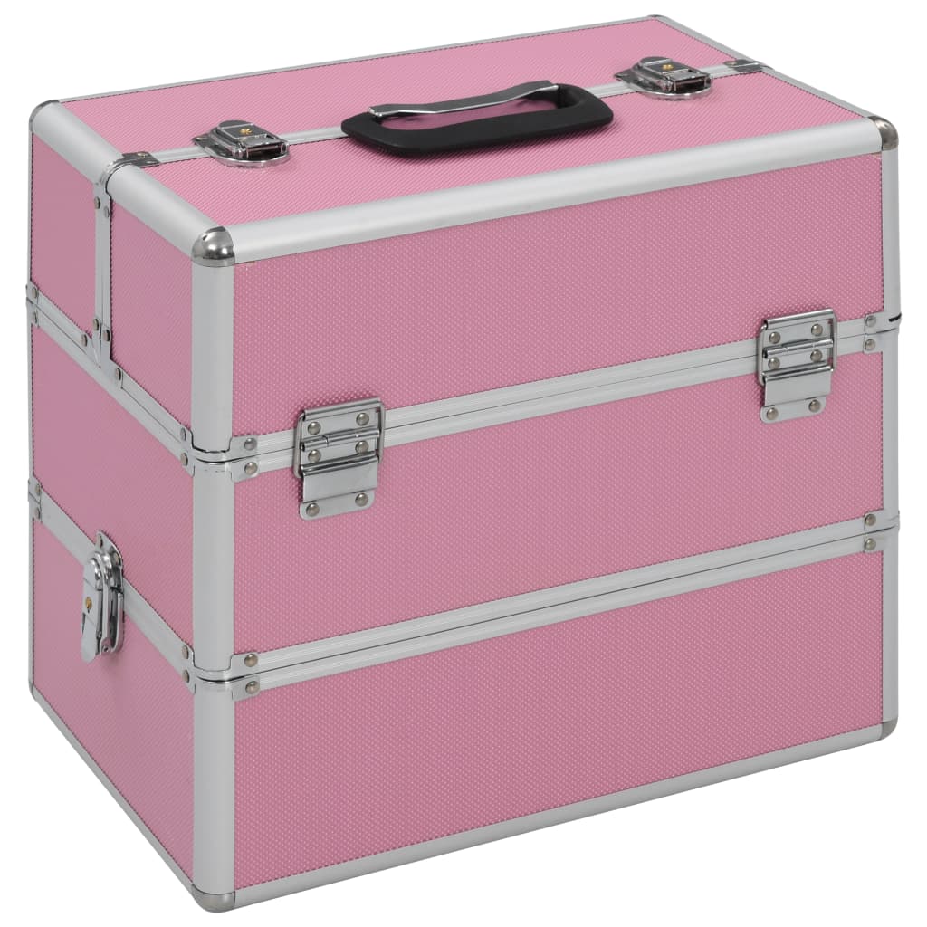vidaXL Kuferek na kosmetyki, 37 x 24 x 35 cm, różowy, aluminiowy