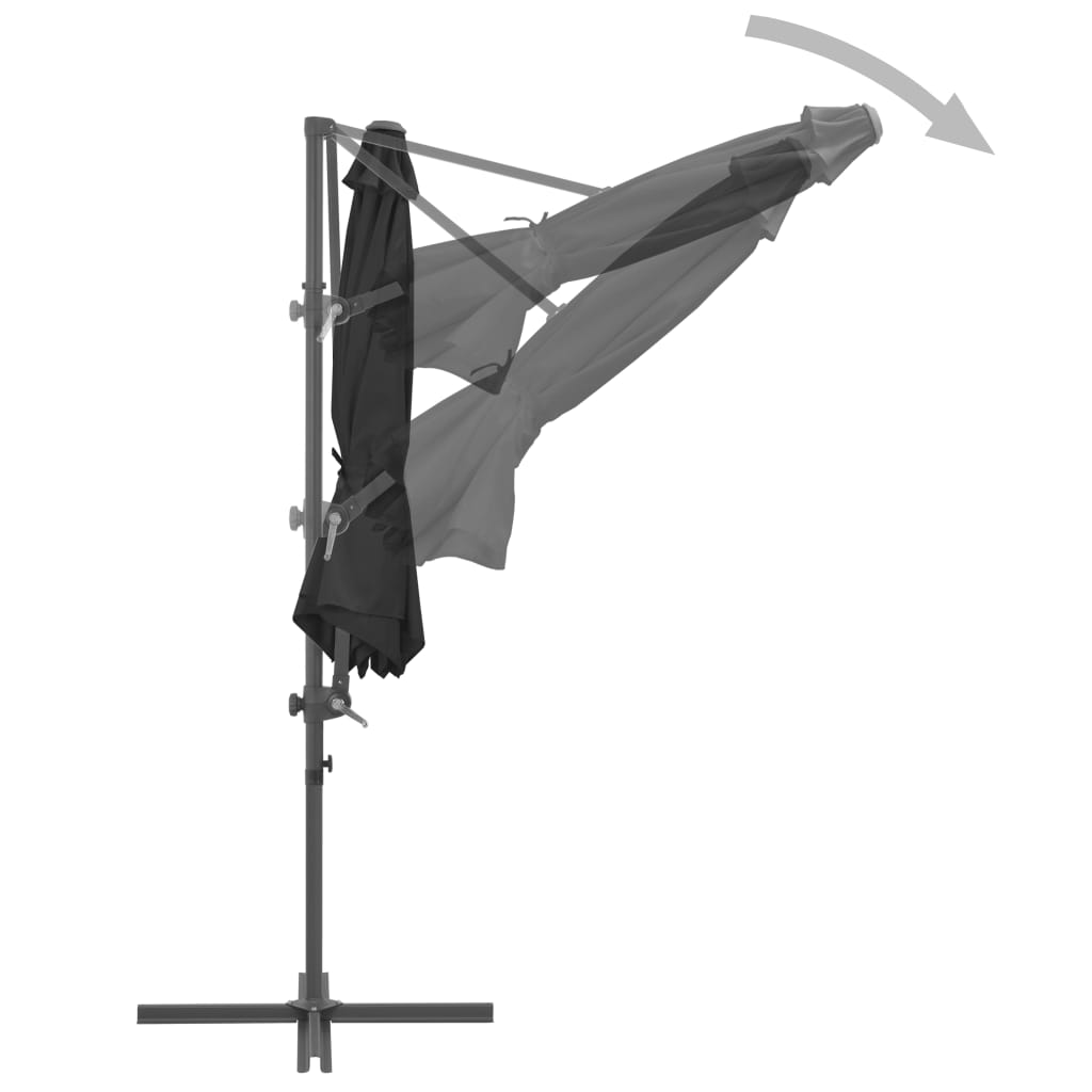 vidaXL Parasol wiszący ze stalowym słupkiem, 300 cm, antracytowy