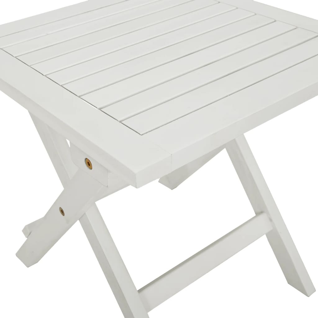 vidaXL Leżak ze stolikiem, biały, lite drewno akacjowe
