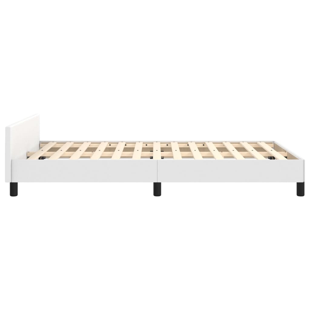 vidaXL Rama łóżka z wezgłowiem, biała, 120x190 cm, sztuczna skóra