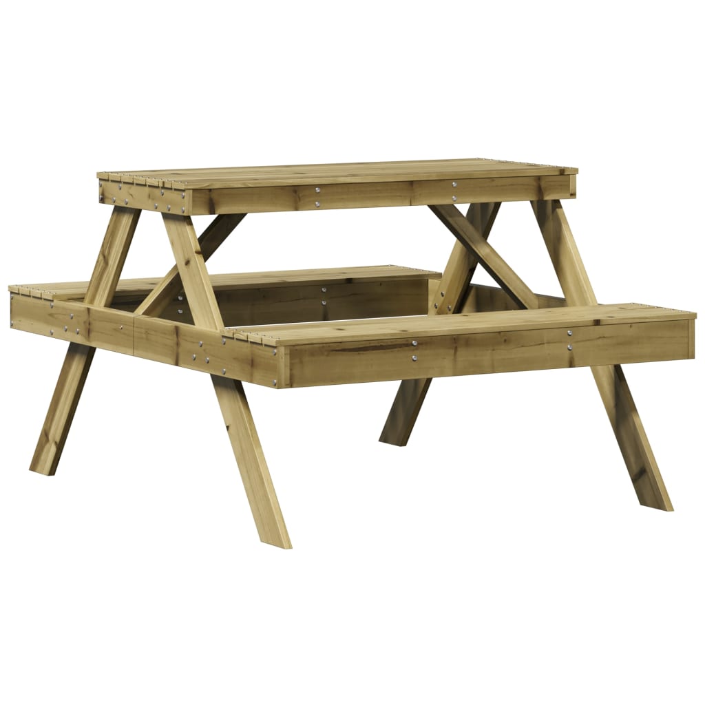 vidaXL Stół piknikowy, 105x134x75 cm, impregnowane drewno sosnowe