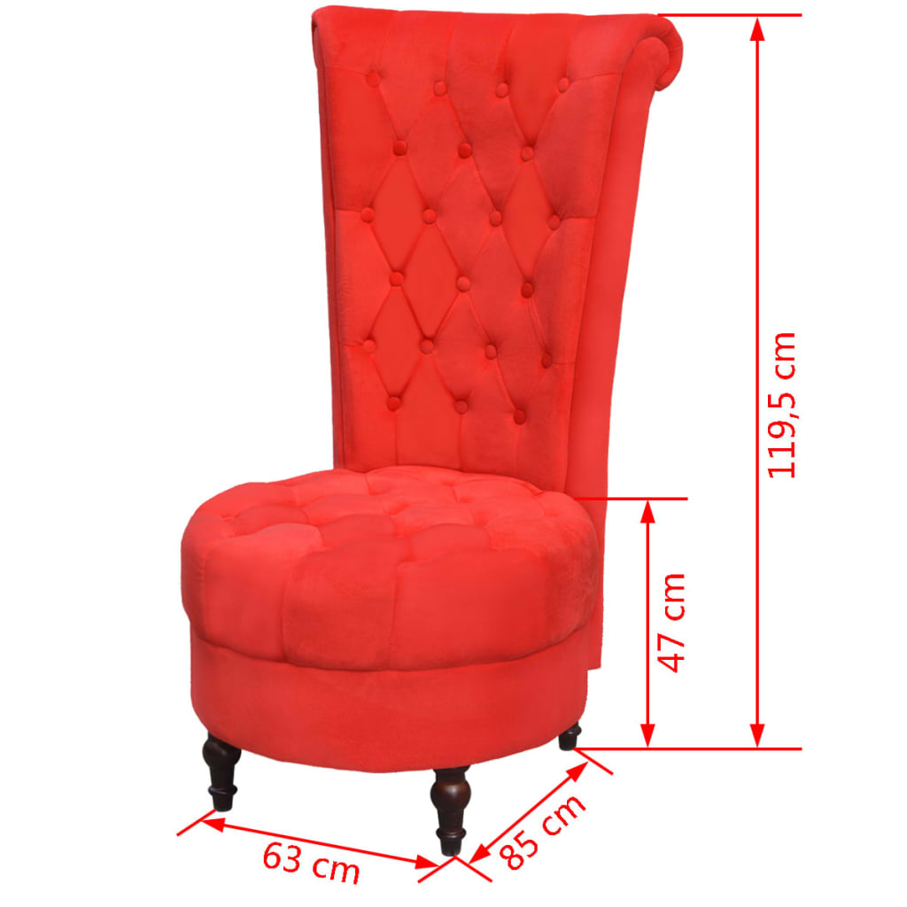 vidaXL Fotel z wysokim oparciem, czerwony, tkanina
