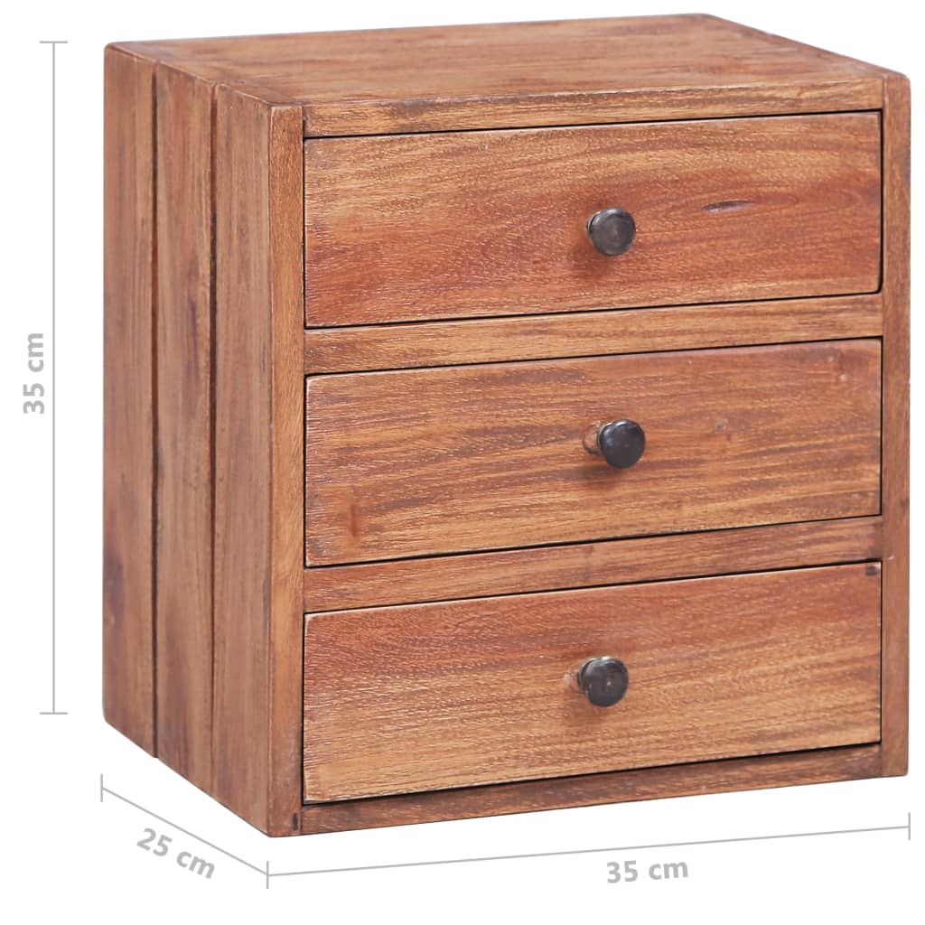 vidaXL Szafka nocna z 3 szufladami, 35x25x35 cm, lite drewno z odzysku