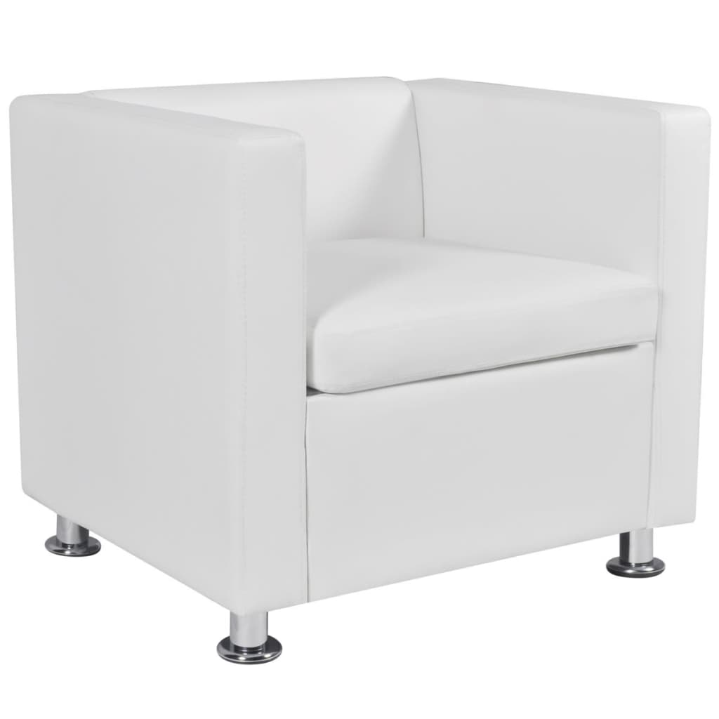 vidaXL Zestaw wypoczynkowy z eko-skóry: 2 sofy i 1 fotel, kolor biały