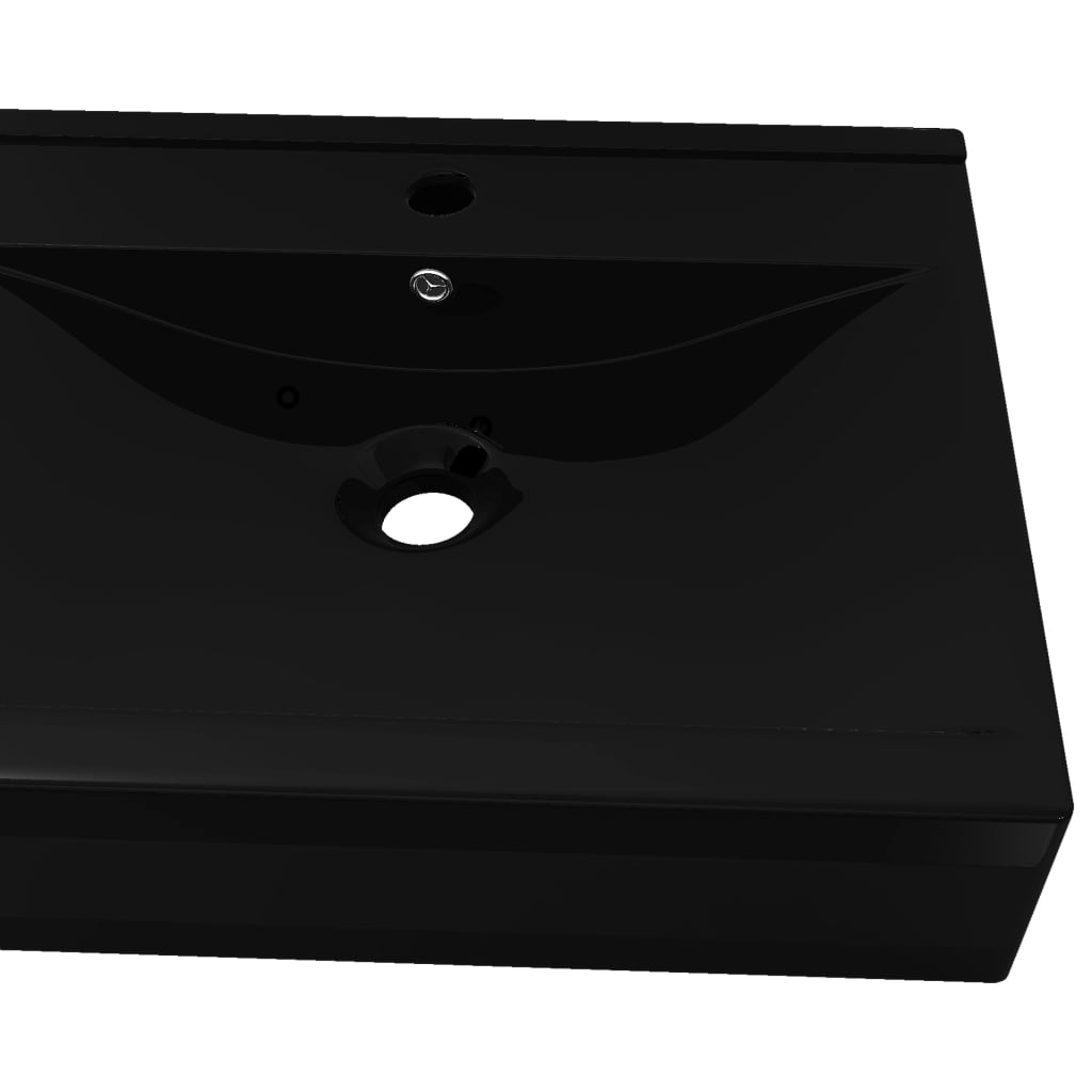 vidaXL Umywalka prostokątna z otworem na kran, czarna, 60 x 46 cm