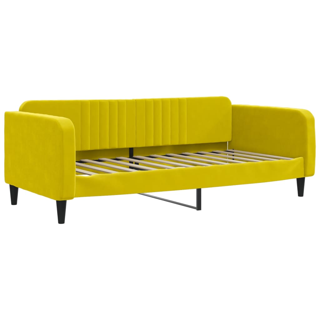 vidaXL Sofa rozsuwana z szufladami, żółta, 100x200 cm, aksamit