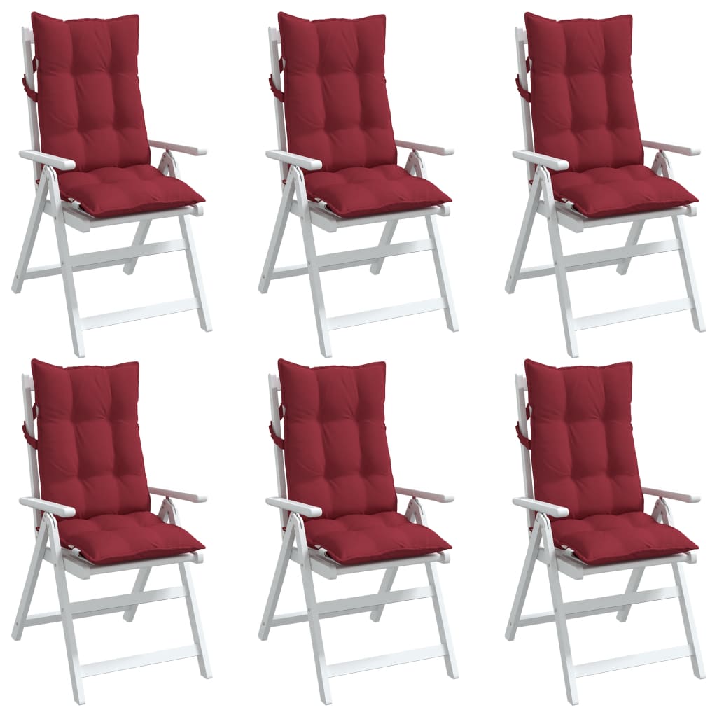 vidaXL Poduszki na krzesła z wysokim oparciem, 6 szt., winna czerwień