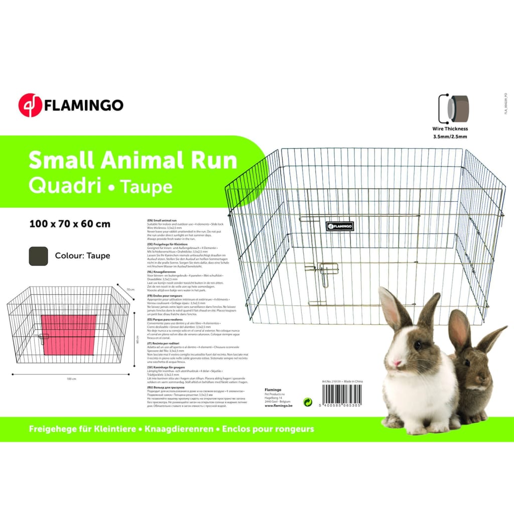FLAMINGO 4-częściowy wybieg dla królika Quadri, 100x70x60 cm, taupe