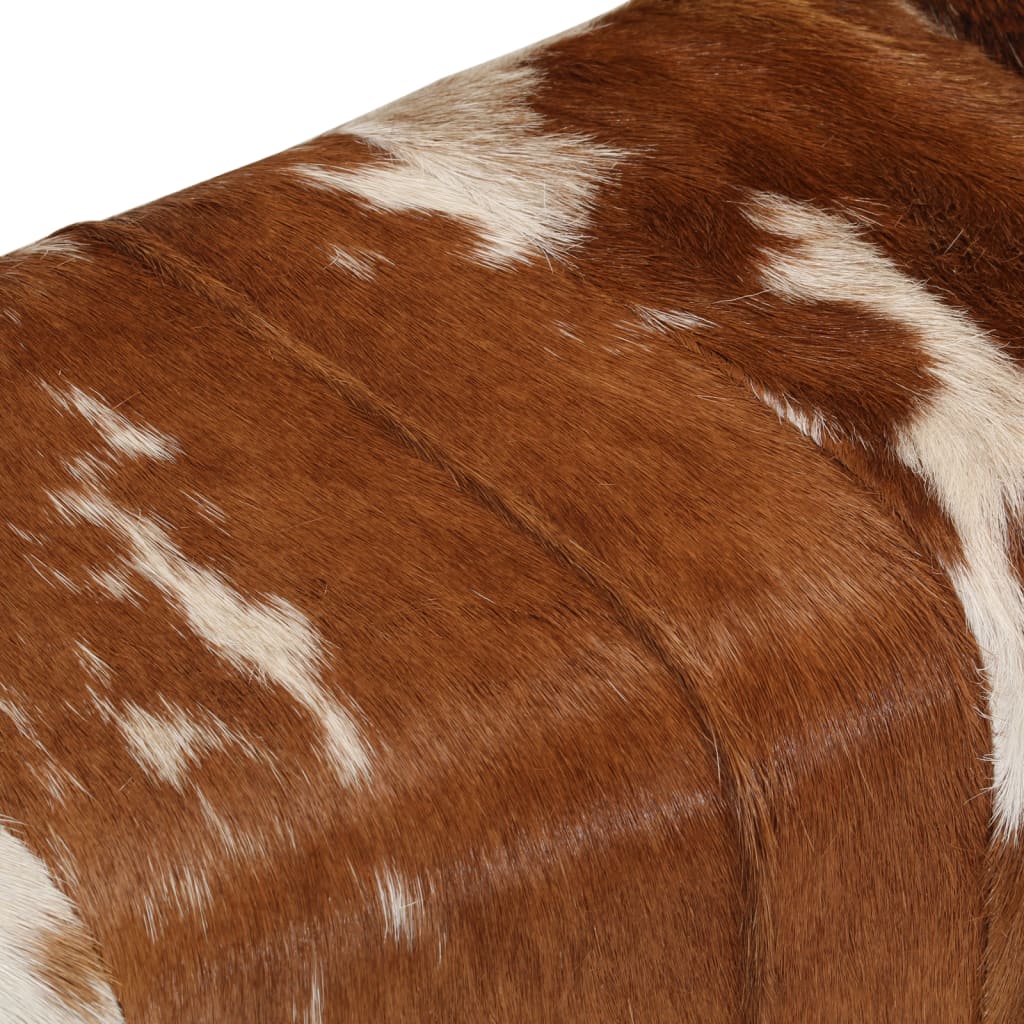 vidaXL Ławka brązowo-biała, 160x28x50 cm, naturalna kozia skóra