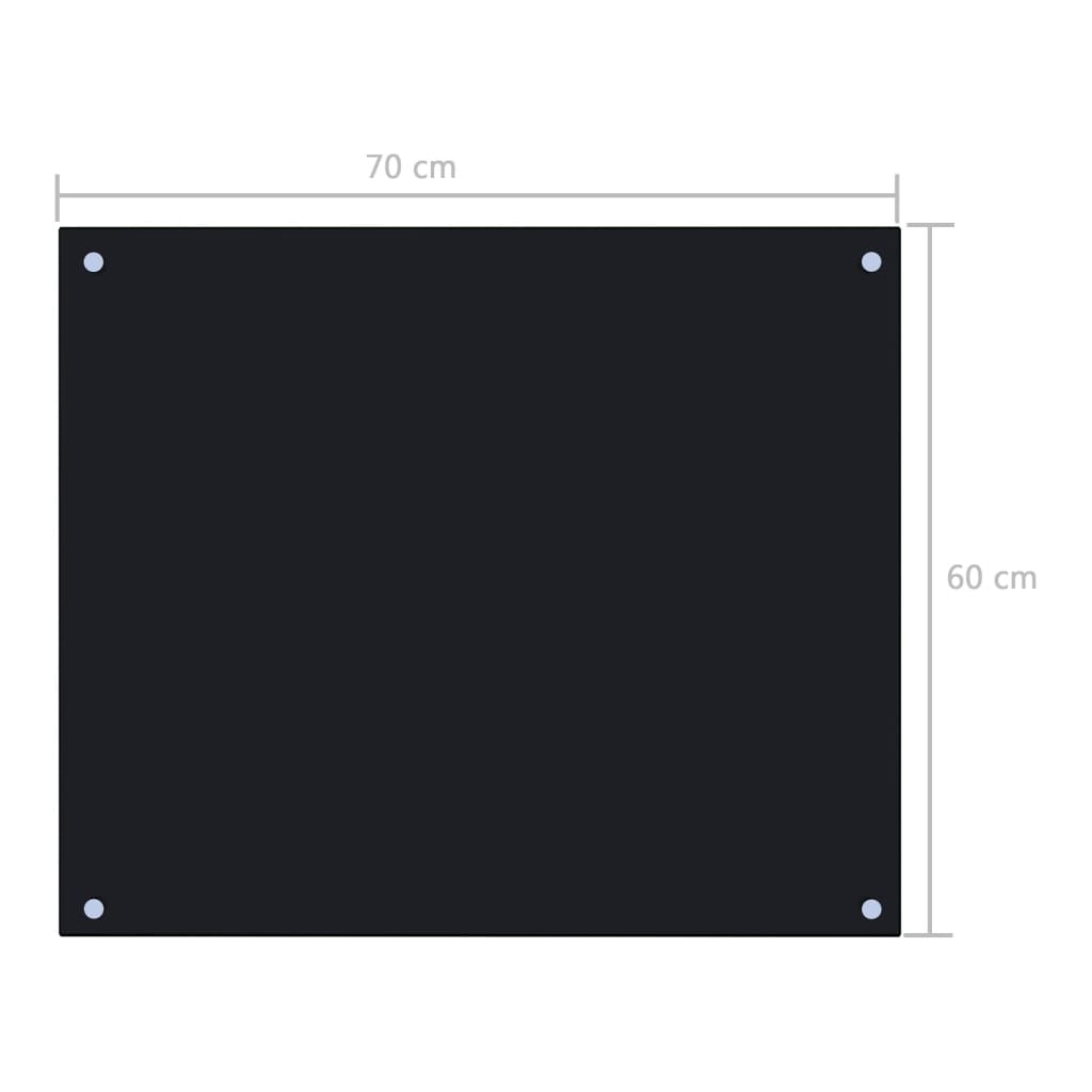 vidaXL Panel ochronny do kuchni, czarny, 70x60 cm, szkło hartowane