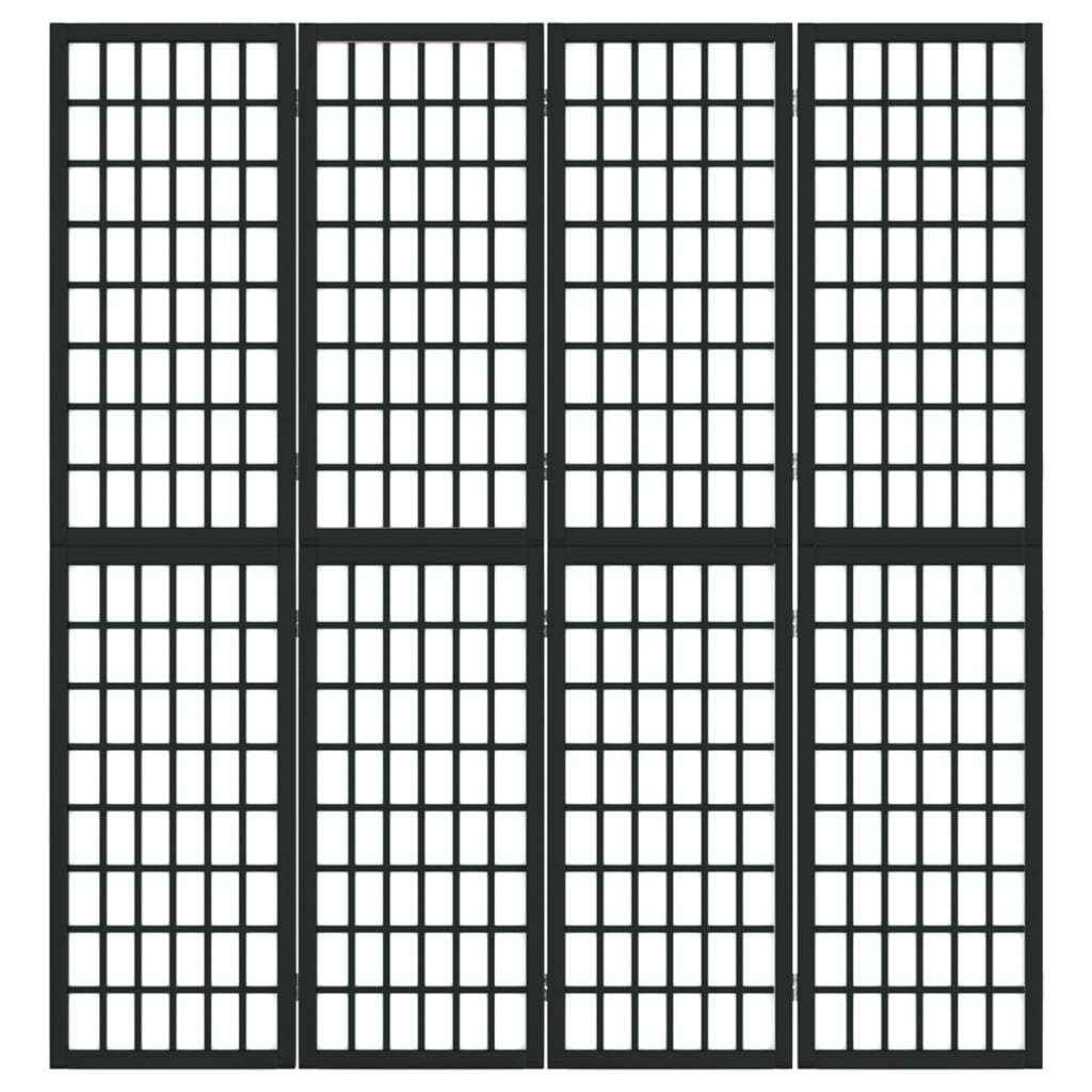 vidaXL Składany parawan 4-panelowy, styl japoński, 160x170 cm, czarny