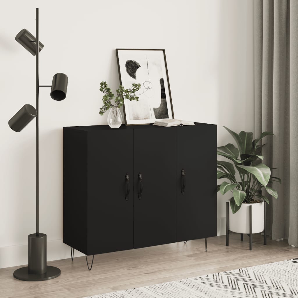 vidaXL Szafka, czarna, 90x34x80 cm, materiał drewnopochodny
