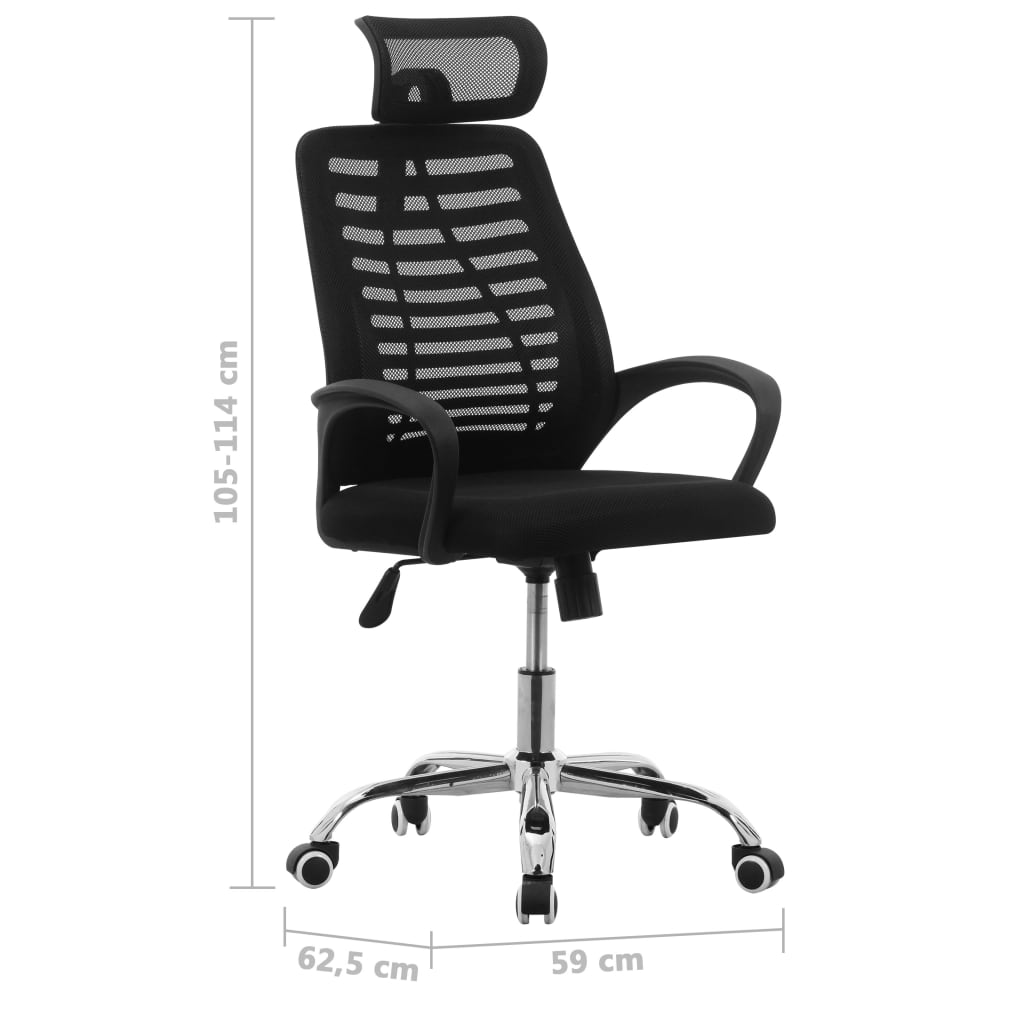 vidaXL Obrotowe krzesło biurowe, czarne, siateczkowe