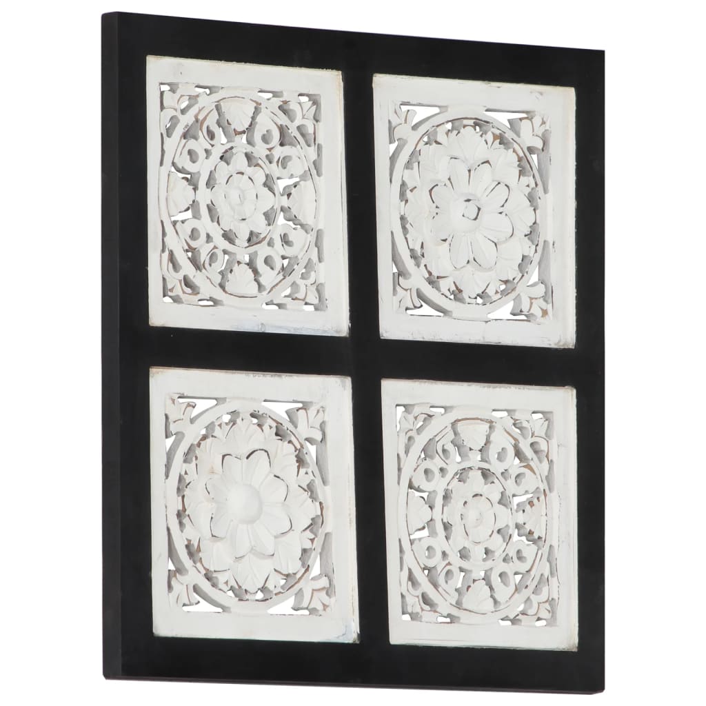 vidaXL Ręcznie rzeźbiony panel ścienny, MDF, 40x40x1,5cm, czarno-biały