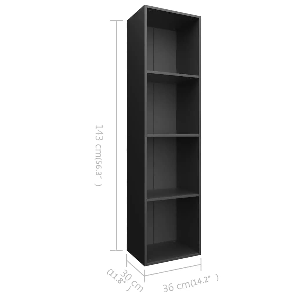 vidaXL Regał na książki, czarny, 36x30x143 cm, materiał drewnopochodny