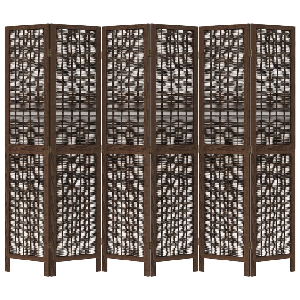 vidaXL Parawan pokojowy, 6-panelowy, ciemny brąz, lite drewno paulowni