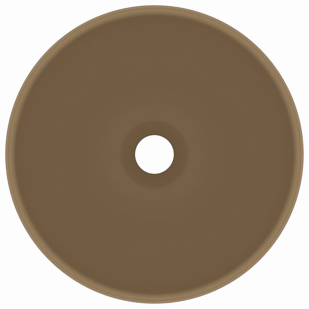 vidaXL Okrągła umywalka łazienkowa, matowa kremowa, 32,5 x 14 cm