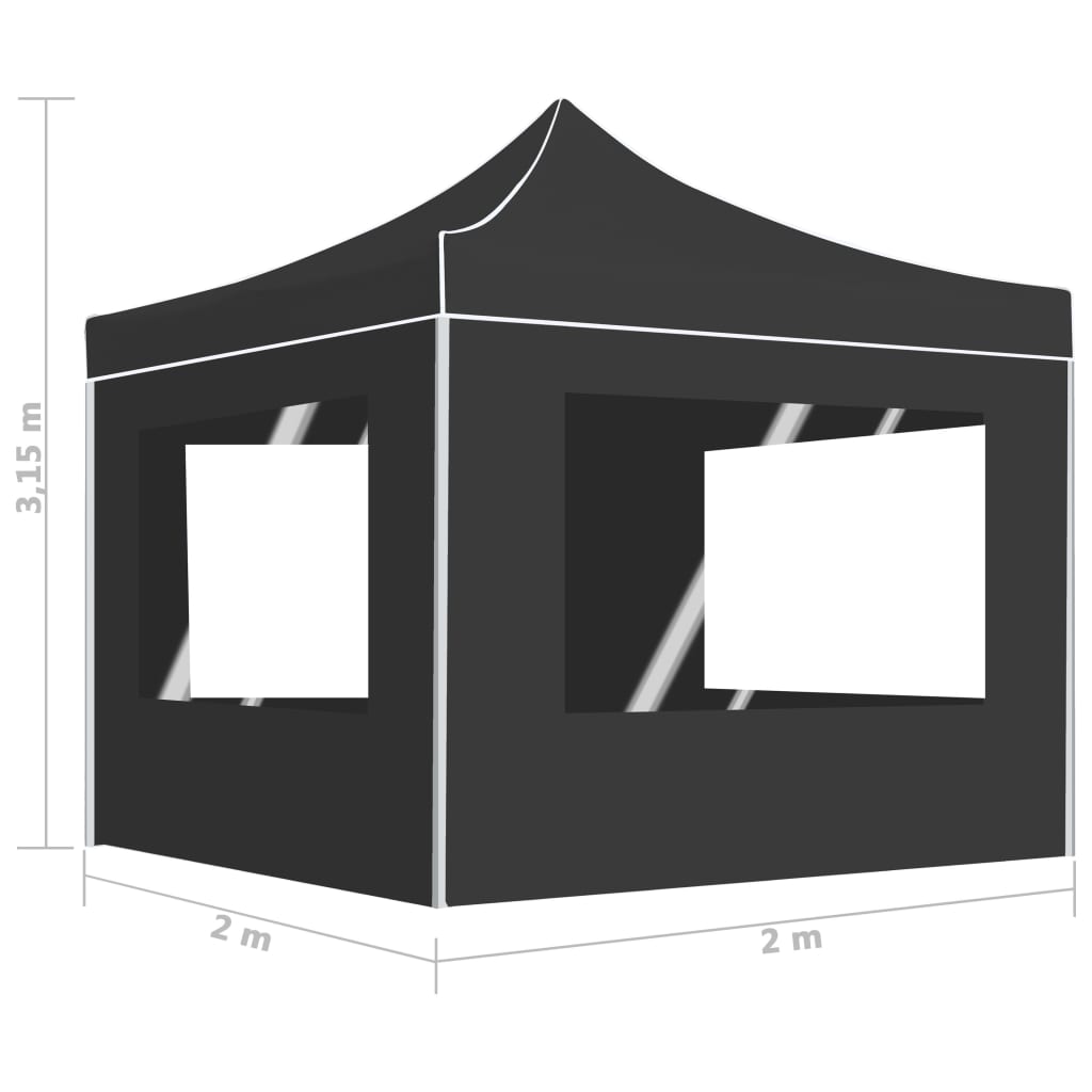 vidaXL Namiot imprezowy ze ściankami, aluminium, 2x2 m, antracytowy