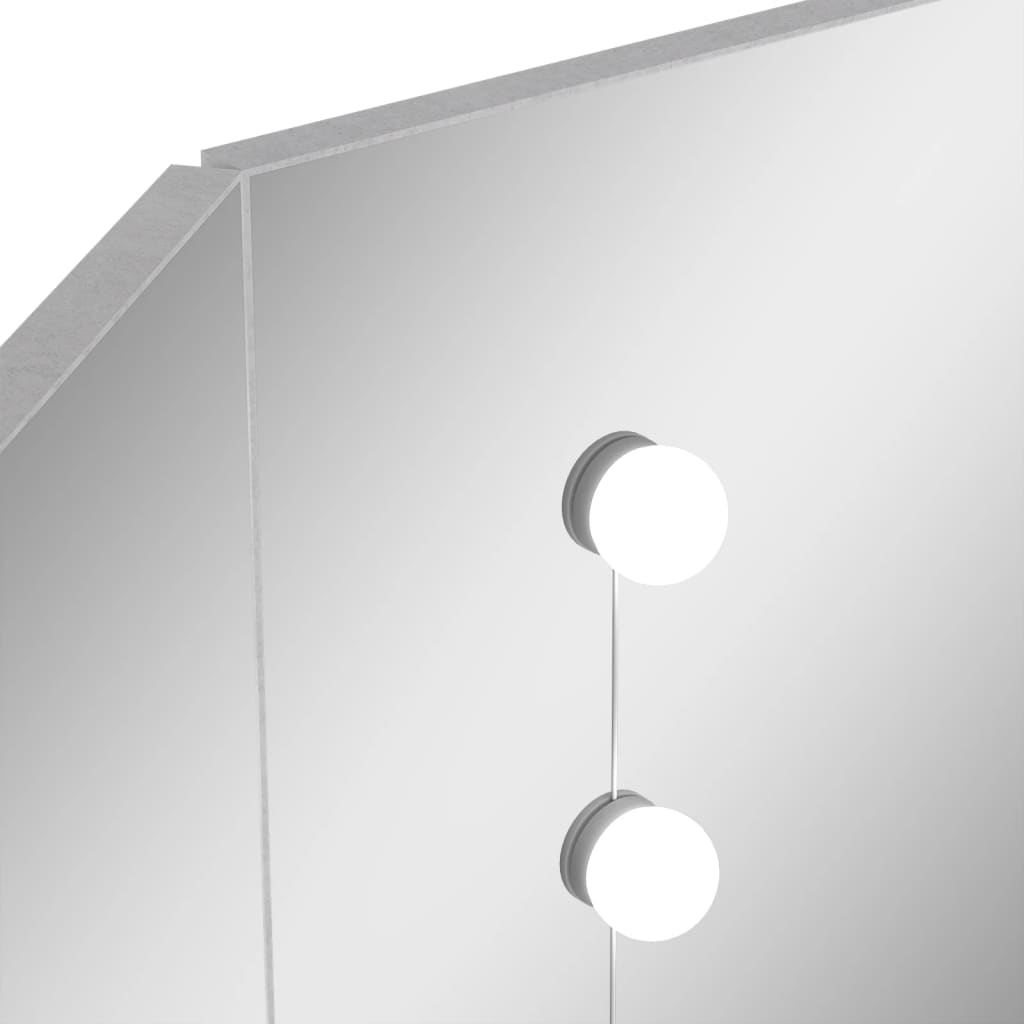 vidaXL Toaletka narożna z LED, szarość betonu, 111 x 54 x 141,5 cm